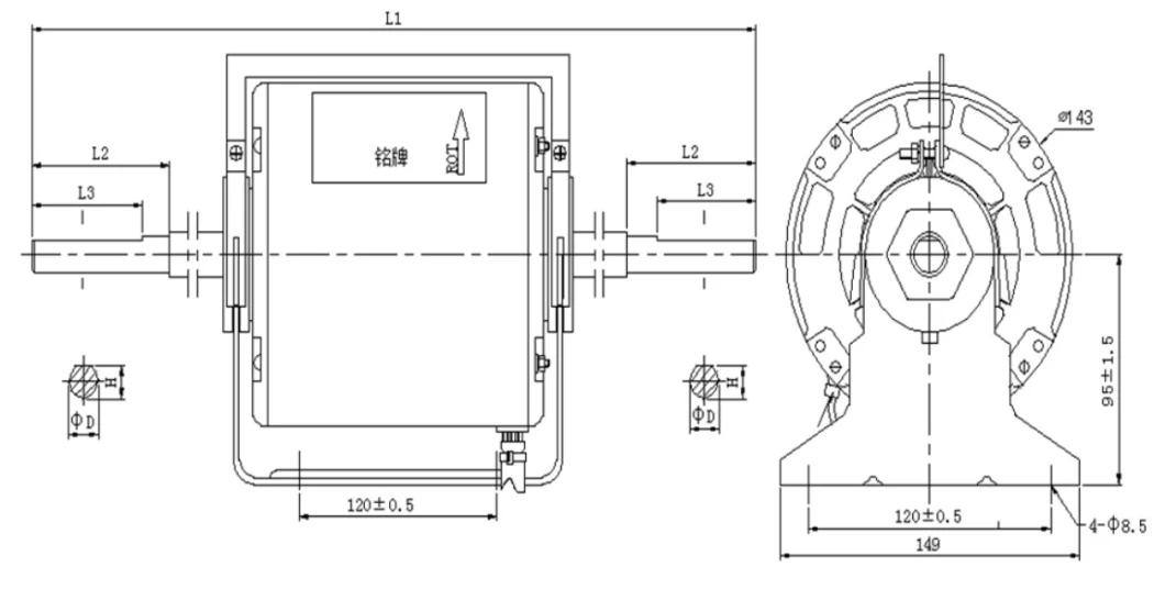 550W Capacitor High Static Pressure Electric AC Fan Coil Motor for Central Air-Conditioning