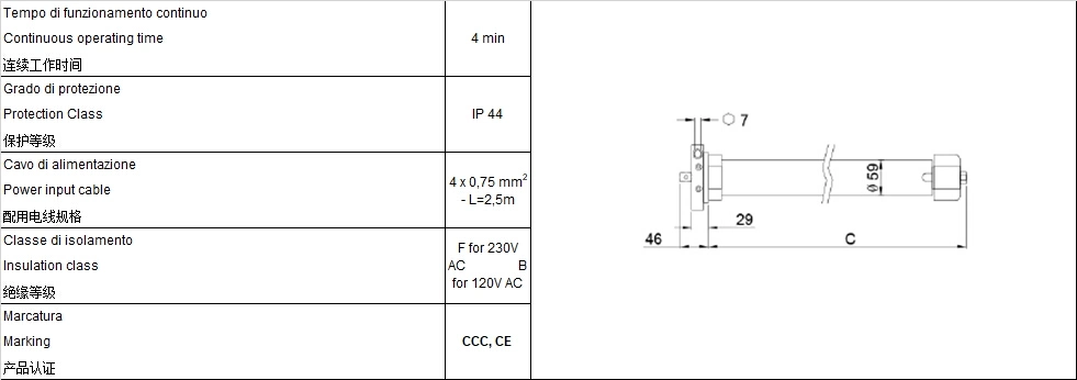 59mm 60-150nm Manual Electric AC Tubular Roller Shutter Motor